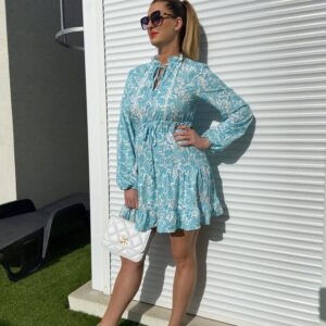 Világoskék mintás ing ruha