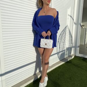 Kék ruha ing kabátkával